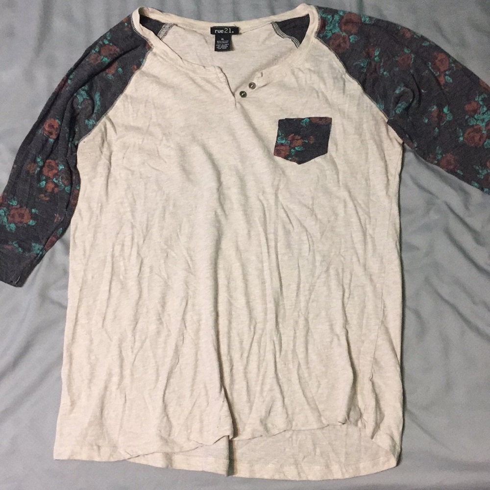 Floral baseball tee cut t-shirt